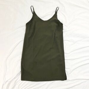 Atmosphere Olive Green Chiffon Slip Dress | Size 6